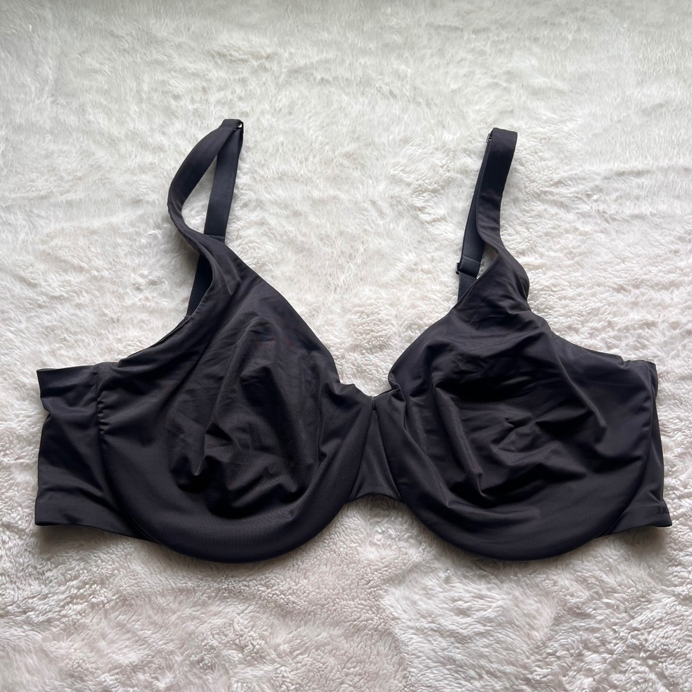 SKIMS Fits Everybody Underwire Bra Onyx Black 44DD RN 158973 Unlined Support Fit